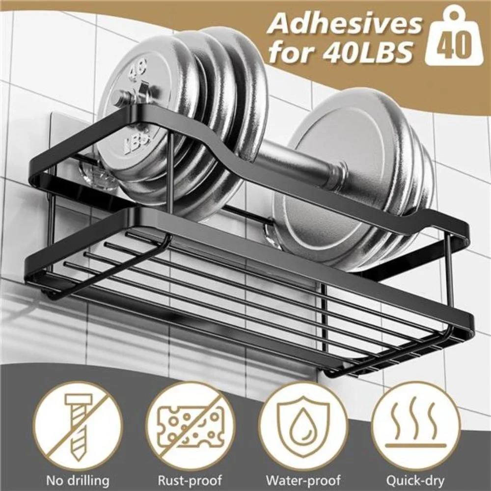 2-Pack Adhesive Shower Organizer, No Drilling Rustproof Stainless Steel